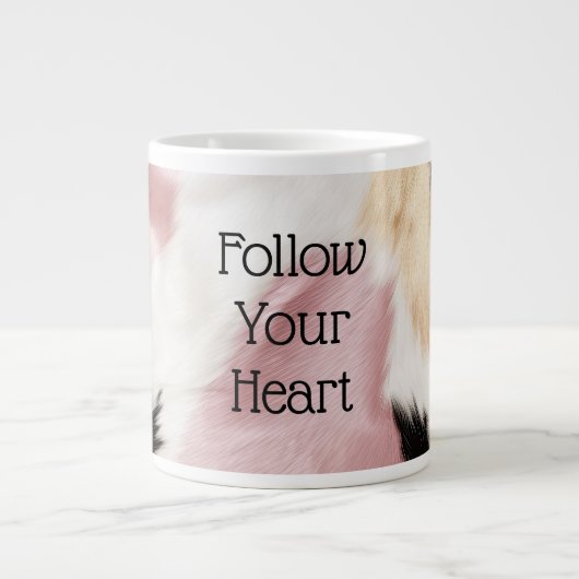 Blush Roze Wit Goud Zwart Koeienhuid Dier Grote Koffiekop (Voorkant)