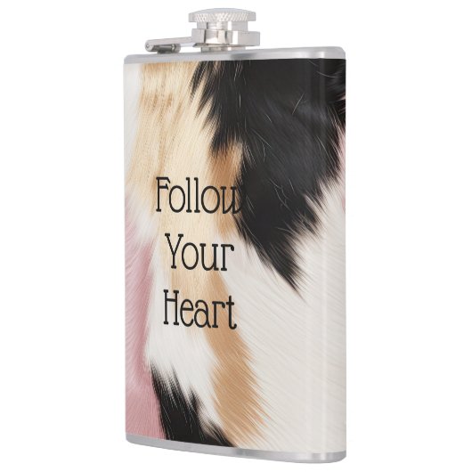 Blush Roze Wit Goud Zwart Koeienhuid Dier Heupfles (Links)