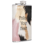 Blush Roze Wit Goud Zwart Koeienhuid Dier Heupfles (Rechts)