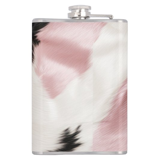 Blush Roze Wit Goud Zwart Koeienhuid Dier Heupfles (Achterkant)