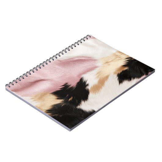 Blush Roze Wit Goud Zwart Koeienhuid Dier Notitieboek (Linkerzijde)