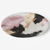 Blush Roze Wit Goud Zwart Koeienhuid Dier Papieren Bordje (Gekanteld)