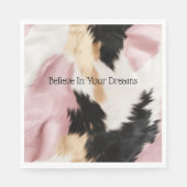 Blush Roze Wit Goud Zwart Koeienhuid Dier Servet (Voorkant)