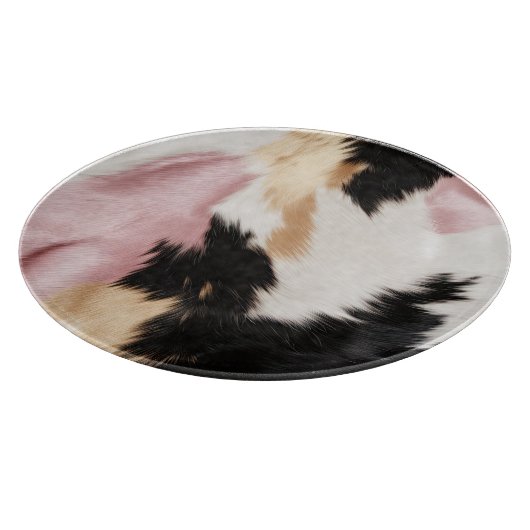 Blush Roze Wit Goud Zwart Koeienhuid Dier Snijplank (Hoek)