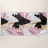 Blush Roze Wit Goud Zwart Koeienhuid Dier Strandlaken (Voorkant)