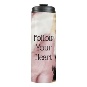 Blush Roze Wit Goud Zwart Koeienhuid Dier Thermosbeker