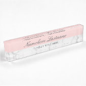 Blush Roze Wit Grijs Marmer Elegant Script Naambordje