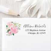 Blush roze wit groen bloemen waterverven etiket (Insitu)