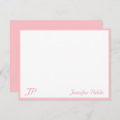 Blush Roze Wit Handgeschreven Tekst Monogram Moder Notitiekaartje (Voorkant / Achterkant)