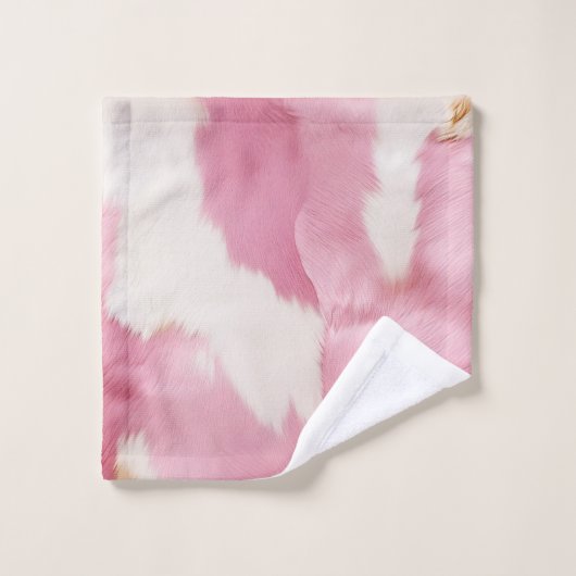 Blush Roze Wit Koeienhuid Dier Bad Handdoek (Wasdoekje)