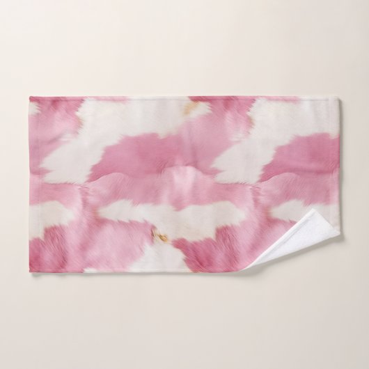Blush Roze Wit Koeienhuid Dier Bad Handdoek (Handdoek)