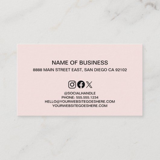 Blush Roze Wit Minimal Modern Salon bedrijf Klantenkaartje (Achterkant)