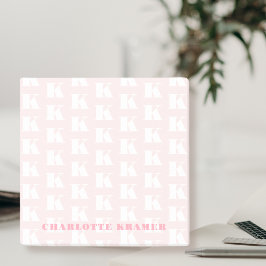Blush Roze Wit Modern Monogram Initiaal Letter Post-it® Notes