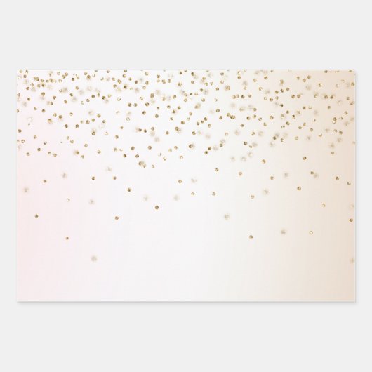 Blush Roze Wit Peach Ombre Goud Confetti Inpakpapier Vel (Voorkant 2)