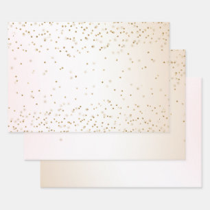 Blush Roze Wit Peach Ombre Goud Confetti Inpakpapier Vel
