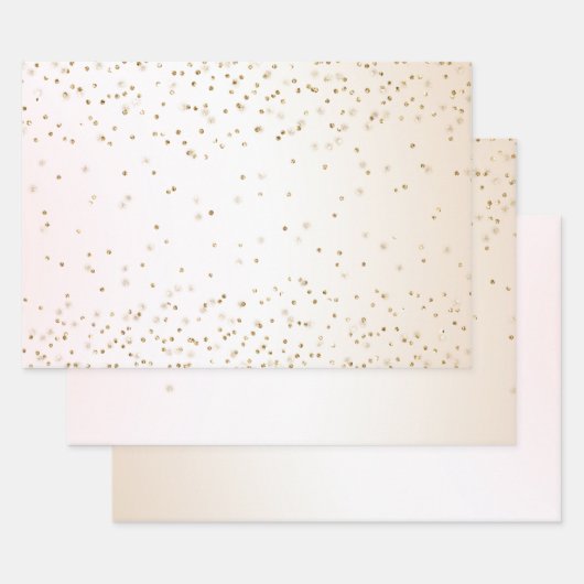 Blush Roze Wit Peach Ombre Goud Confetti Inpakpapier Vel (Set)