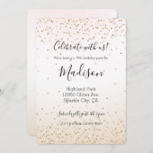 Blush Roze Wit Peach Ombre Goud Confetti Kaart (Voorkant / Achterkant)