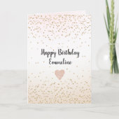 Blush Roze Wit Peach Ombre Goud Confetti Kaart (Voorkant)