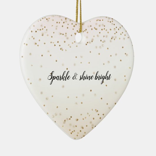 Blush Roze Wit Peach Ombre Goud Confetti Keramisch Ornament (Rechts)