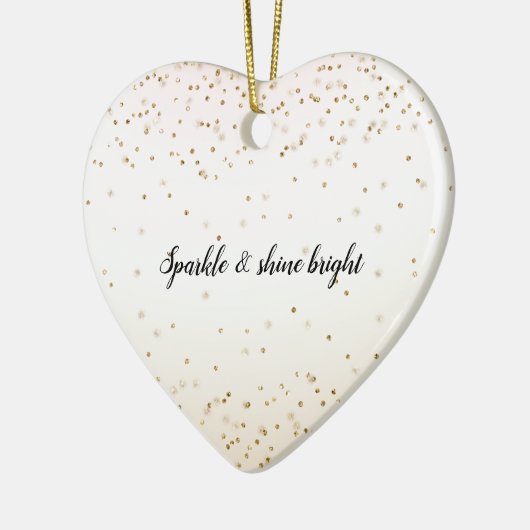 Blush Roze Wit Peach Ombre Goud Confetti Keramisch Ornament (Links)