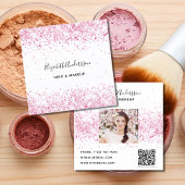 Blush roze wit profiel foto qr code vierkante visitekaartje