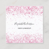 Blush roze wit profiel foto qr code vierkante visitekaartje (Voorkant)