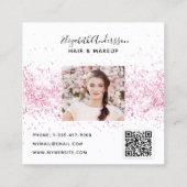 Blush roze wit profiel foto qr code vierkante visitekaartje (Achterkant)