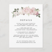 Blush Roze Wit Rose Bloemen Bruiloft Gast Details Informatiekaartje (Voorkant)