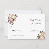 Blush Roze Wit Rozen Bloemen Elegante Bruiloft RSV (Voorkant)