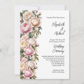 Blush Roze Wit Rozen Pioenrozen Bloemen Bruiloft Kaart (Voorkant)