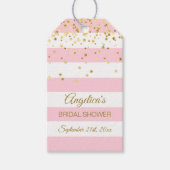 Blush Roze Wit Strepen Goud Vrijgezellenfeest Cadeaulabel (Voorkant)