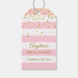 Blush Roze Wit Strepen Goud Vrijgezellenfeest Cadeaulabel