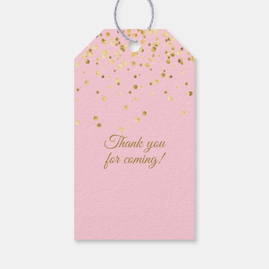 Blush Roze Wit Strepen Goud Vrijgezellenfeest Cadeaulabel (Achterkant)