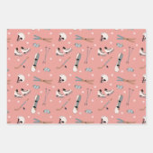 Blush Roze & Wit Wintersport Inpakpapier Vel (Voorkant)
