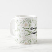 Blush roze witte bloem koffiemok (Voorkant links)