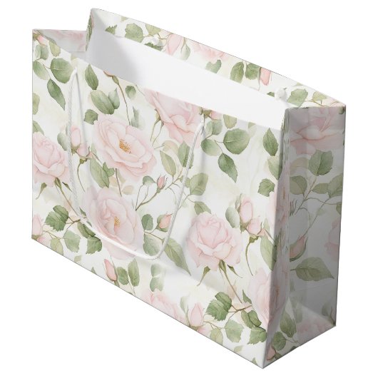 Blush Roze Witte Bloemen Bruiloft Groot Cadeauzakje (Voorkant Gekanteld)