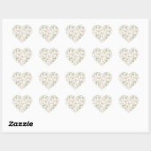 Blush roze witte bloemen bruiloft hart sticker (Vel)