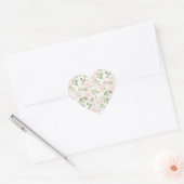Blush roze witte bloemen bruiloft hart sticker (Envelop)