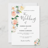 Blush roze witte bloemen elegante bruiloft kaart (Voorkant)