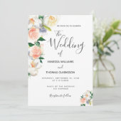 Blush roze witte bloemen elegante bruiloft kaart (Staand voorkant)