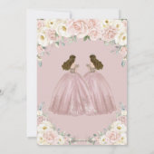 Blush Roze Witte Bloemen Tweeling Meisjes Quinceañ Kaart (Achterkant)