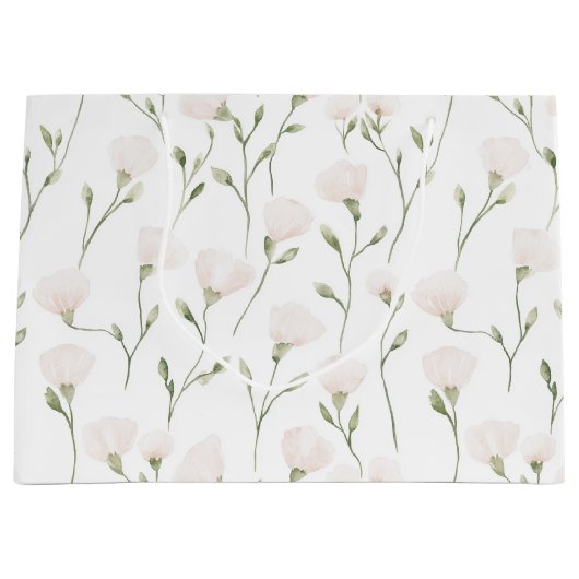 Blush Roze Witte Bloemen Verjaardag Groot Cadeauzakje (Voorkant)