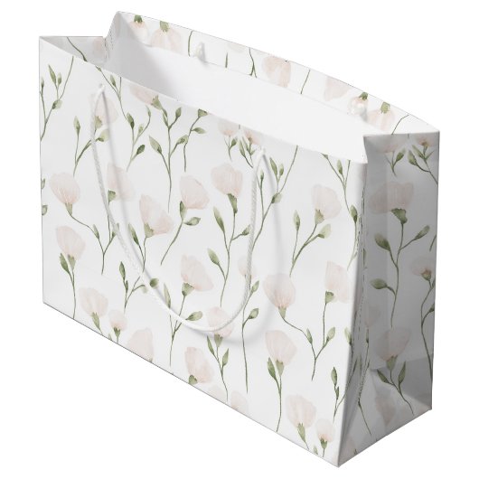 Blush Roze Witte Bloemen Verjaardag Groot Cadeauzakje (Achterkant Gekanteld)