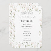 Blush Roze Witte Bloemen Verjaardag Kaart (Voorkant / Achterkant)