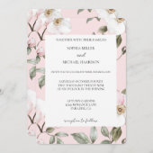  Blush Roze Witte Bloemen Wedding Kaart (Voorkant / Achterkant)