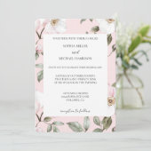  Blush Roze Witte Bloemen Wedding Kaart (Staand voorkant)