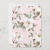  Blush Roze Witte Bloemen Wedding Kaart (Achterkant)
