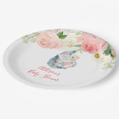 Blush roze witte bloemenolifant baby shower papieren bordje (Gekanteld)