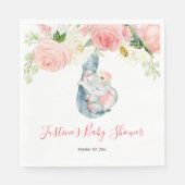 Blush roze witte bloemenolifant baby shower servet (Voorkant)