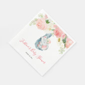 Blush roze witte bloemenolifant baby shower servet (Hoek)